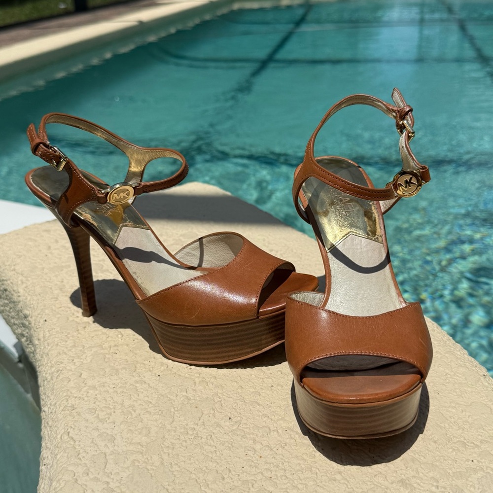 Michael Kors Brown Stiletto Heels with Ankle Straps